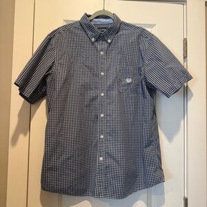 Chaps Navy Checked Gingham Men's Shirt Short Sleeve Size XL